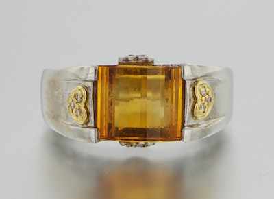 Appraisal: A Ladies' k Gold Sterling Silver and Citrine Ring Sterling