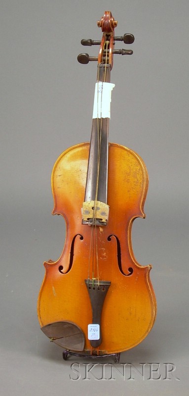 Appraisal: German Violin c labeled ANTONIUS STRADIVARIUS length of two-piece back