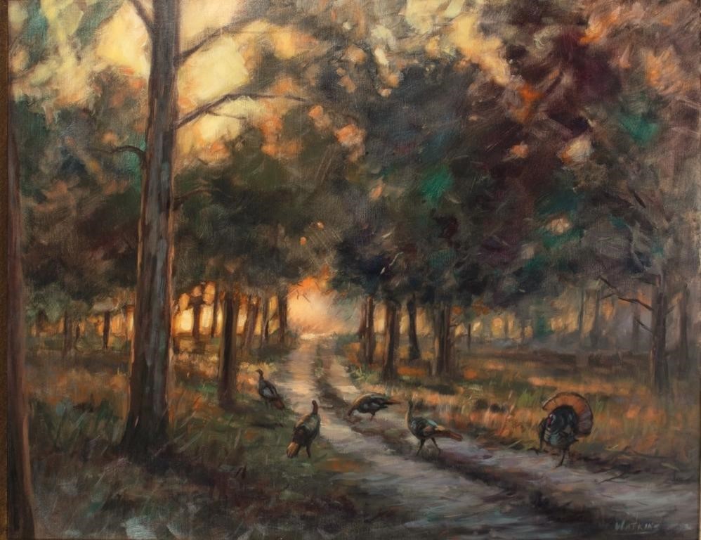 Appraisal: Dawn on Sand Road signed Watkins lower right oil on