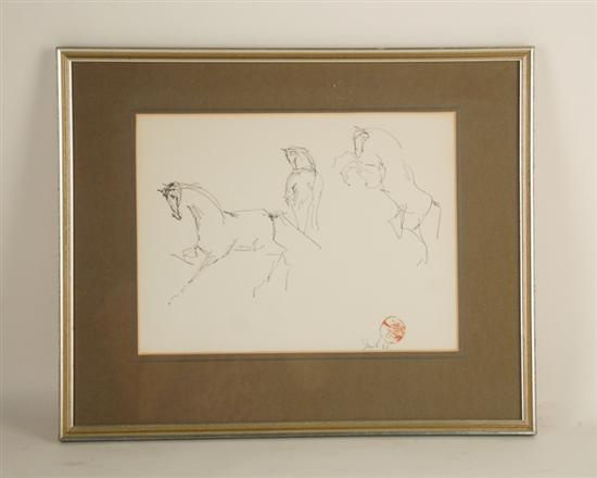 Appraisal: Juichi Kamikawa Three Horses Pen and ink Signed lower right