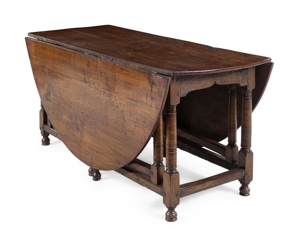 Appraisal: A William and Mary Oak Drop-Leaf Table A William and