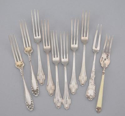 Appraisal: A Collection of Tiny Silver Serving Forks Consisting of one