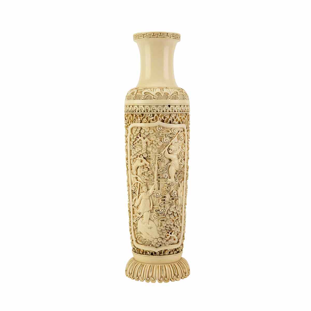 Appraisal: Rare and Large Journey to the West T Ivory Vase