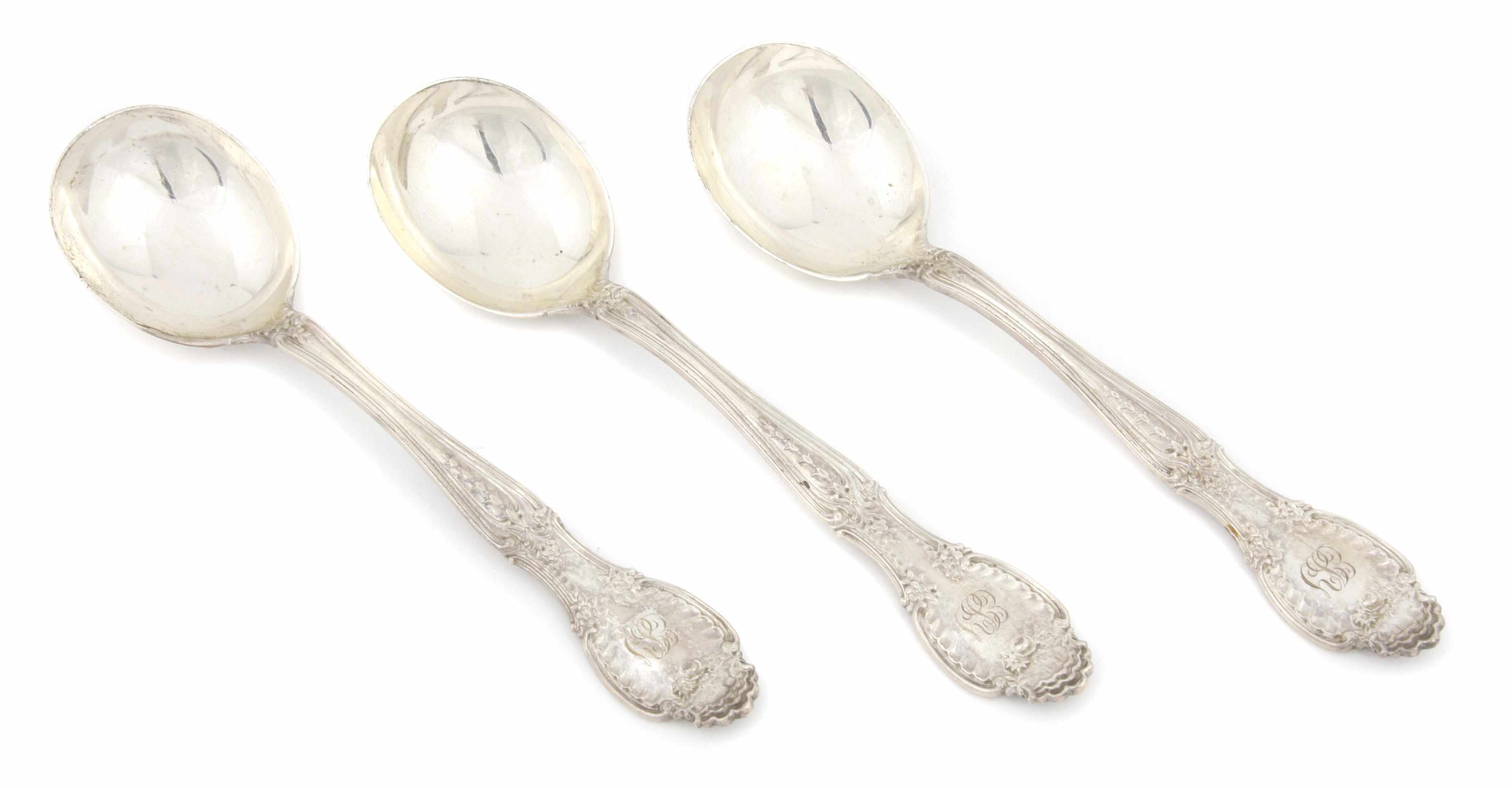 Appraisal: A set of twelve American sterling silver gumbo spoons Tiffany