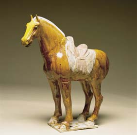 Appraisal: TANG CHESTNUT GLAZED HORSE Extremely well modeled realistically detailed and