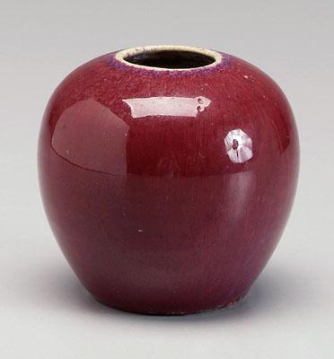 Appraisal: Chinese sang de boeuf vase rich strawberry glaze with white