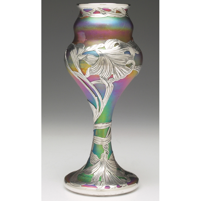 Appraisal: Quezal vase goblet shape