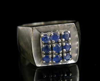 Appraisal: A Sapphire Cluster Pinky Ring k white gold pinky ring