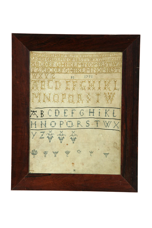 Appraisal: EARLY MARKING SAMPLER American or English silk on linen Set