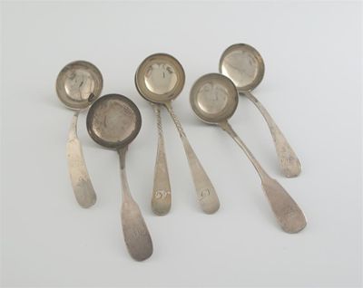 Appraisal: A pair and four other various antique Scottish toddy ladles