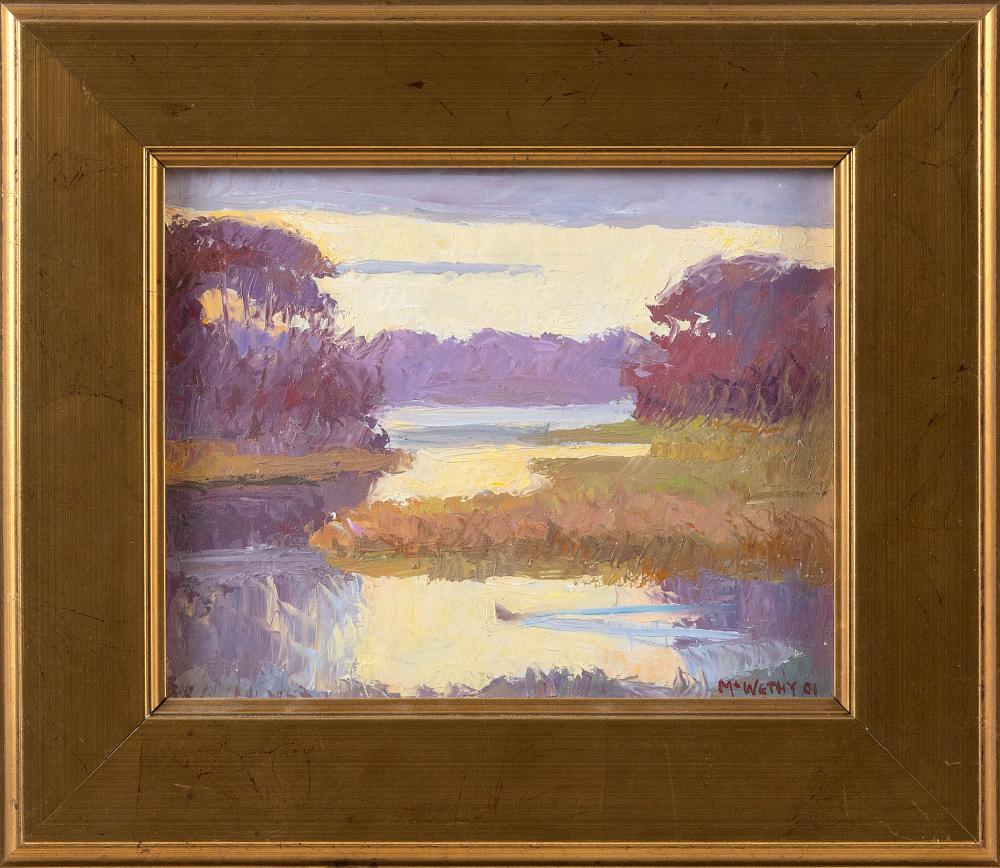 Appraisal: MARGARET MCWETHY MARYLAND MASSACHUSETTS B RIVER - AUTUMN SUNSET OIL