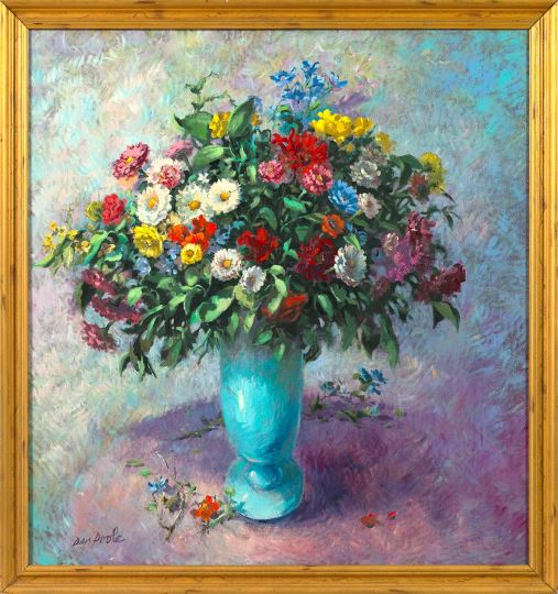 Appraisal: Dan Poole American Florida Contemporary Flowers in a Blue Vase