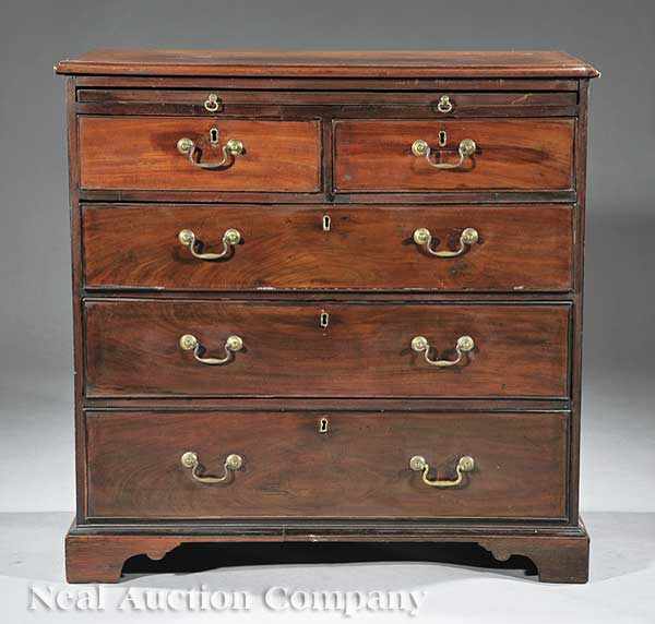 Appraisal: A George III Mahogany Bachelor's Chest c rectangular top dressing