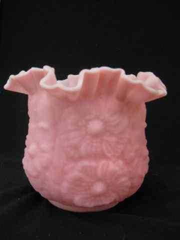 Appraisal: Art Glass Vase pink satin raised flowers '' excellent