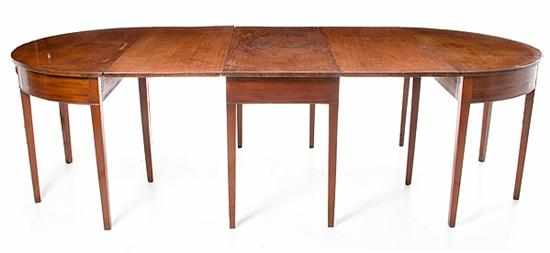 Appraisal: Southern Federal mahogany three-part dining table early th century center