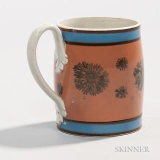 Appraisal: Mocha Seaweed Decorated Pearlware Half-pint Mug Mocha Seaweed Decorated Pearlware