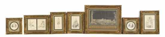 Appraisal: A Set of Seven Framed Prints comprising full length figures