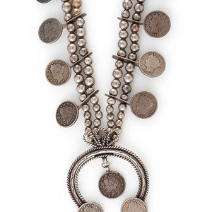 Appraisal: Navajo Coin Squash Blossom Necklace third quarter th century not