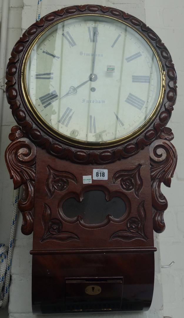 Appraisal: A mahogany cased drop dial wall clock th century the