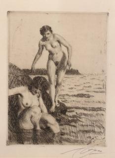 Appraisal: ANDERS ZORN ETCHING PENCIL SIGNED NUDE ANDERS ZORN Swedish -