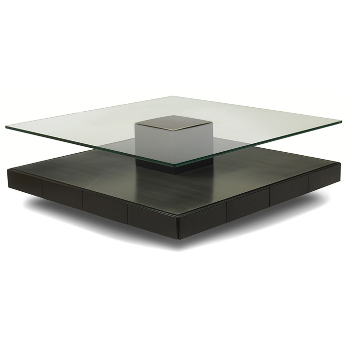 Appraisal: Tecno coffee table Italy black wood base with stainless steel