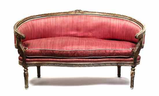 Appraisal: A Louis XVI Style Settee having a carved crest rail