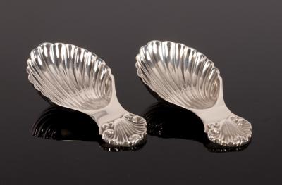 Appraisal: A pair of silver shell pattern caddy spoons S J