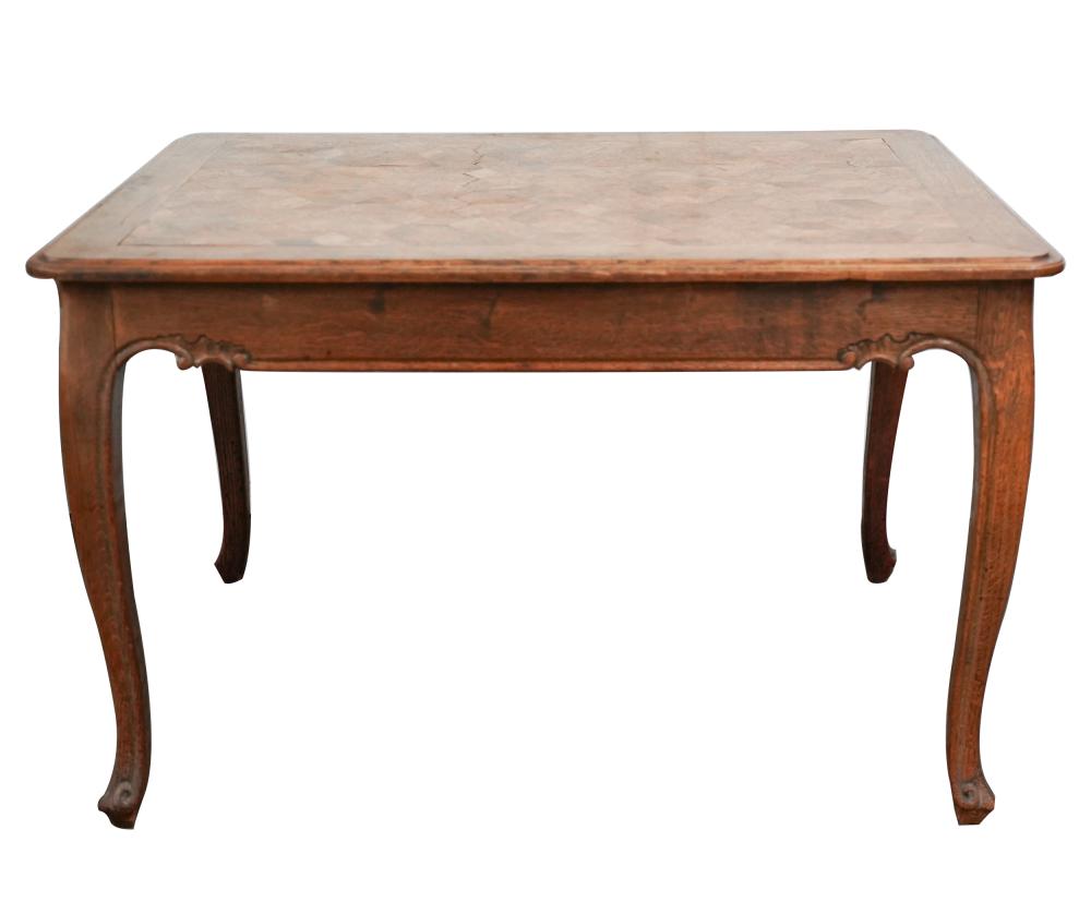 Appraisal: FRENCH PROVINCIAL OAK PARQUETRY-TOP WRITING TABLECondition slight lifting to parquetry