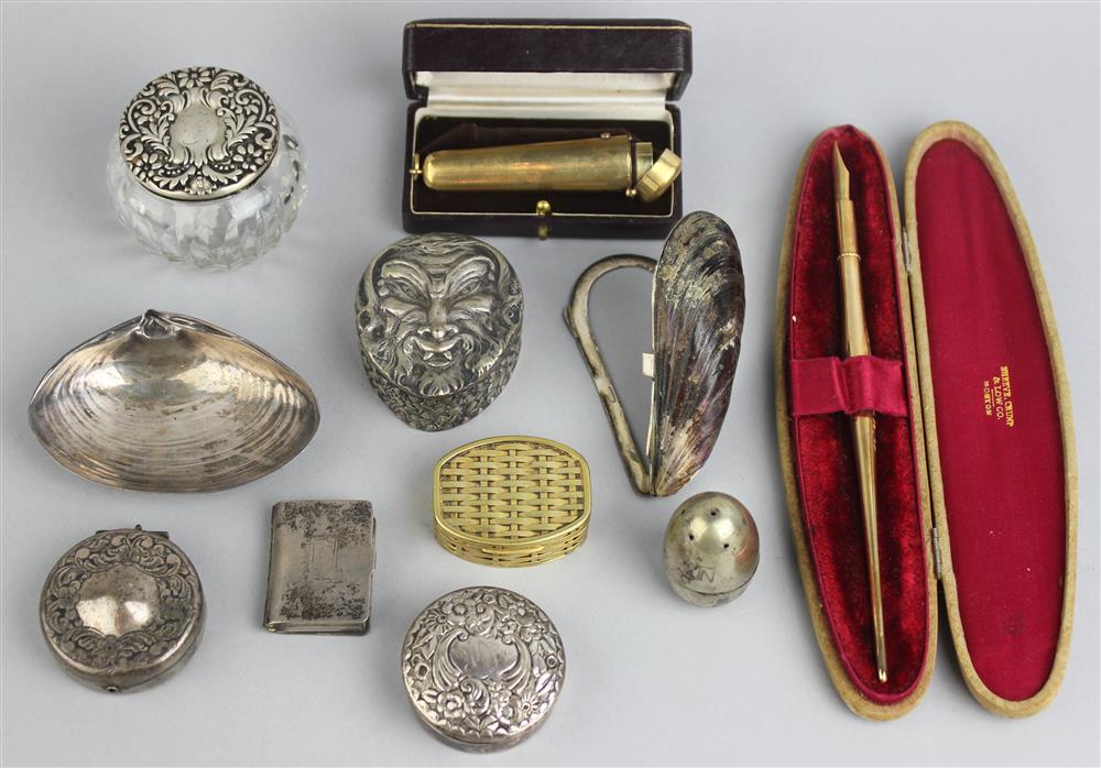 Appraisal: ELEVEN SILVER METAL AND GILT ACCESSORIES including a vermeil oval