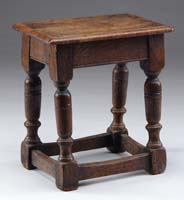 Appraisal: EARLY OAK JOINT STOOL The th Century stool has four