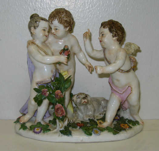 Appraisal: MEISSEN STYLE PORCELAIN ALLEGORICAL GROUP Depicting a couple of semi-clad