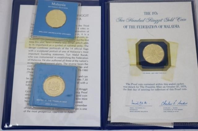 Appraisal: FRANKLIN MINT RINGGIT MALAYSIAN PROOF GOLDCOINS EACH WEIGH GRAMS TOTAL