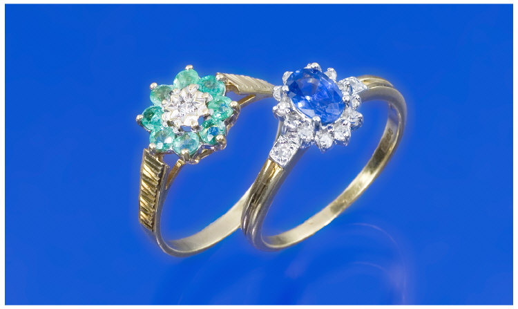 Appraisal: Two ct Gold Diamond Cluster Rings One Set With A