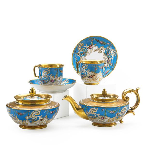 Appraisal: RUSSIAN PORCELAIN TEA SERVICE PARTIAL Six pieces with foliate scrolls