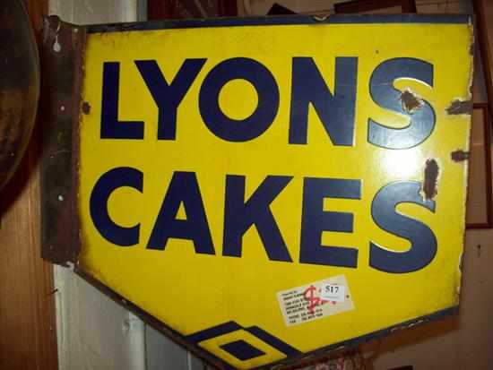 Appraisal: AN ANTIQUE LYONS CAKES ENAMEL SIGN