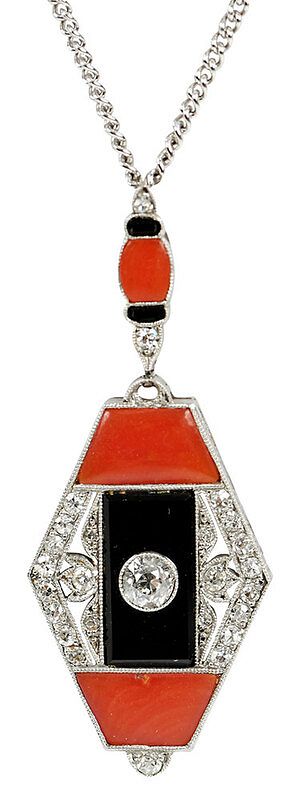 Appraisal: Boucheron Art Deco Platinum Pendant one old European cut diamond