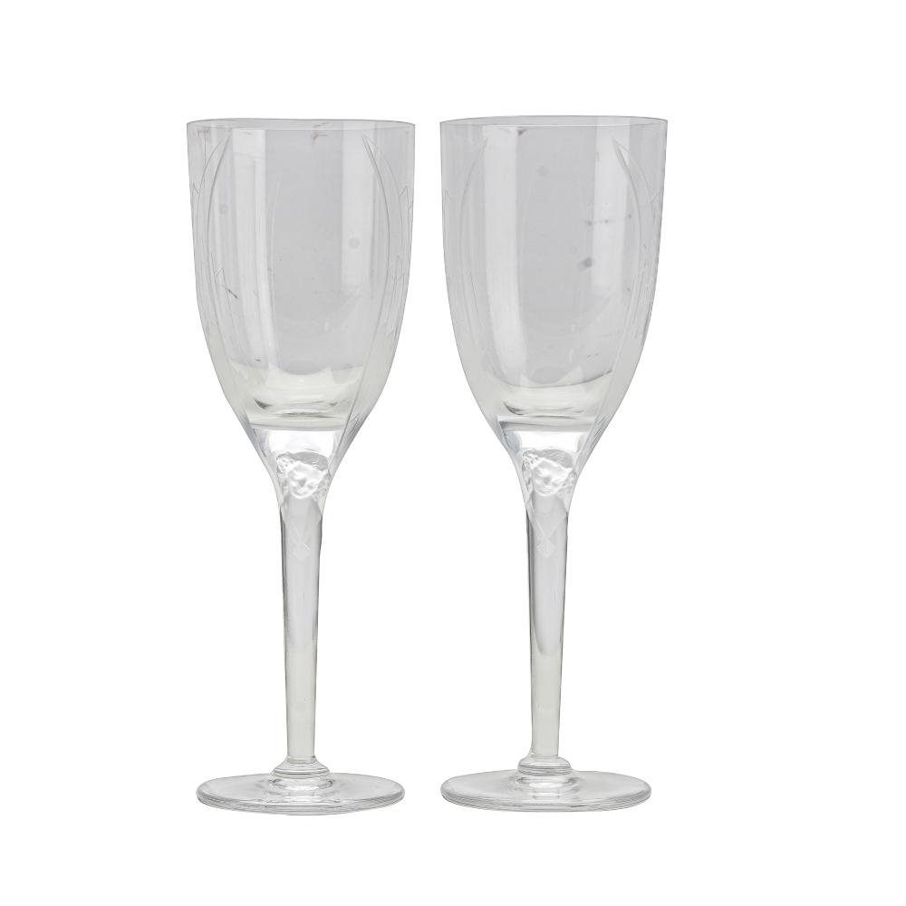 Appraisal: PAIR LALIQUE ANGE WINE GLASSESeach signed Lalique France with registered