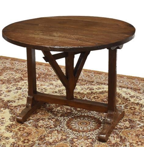 Appraisal: French Provincial oak tilt-top wine tasting table th c circular