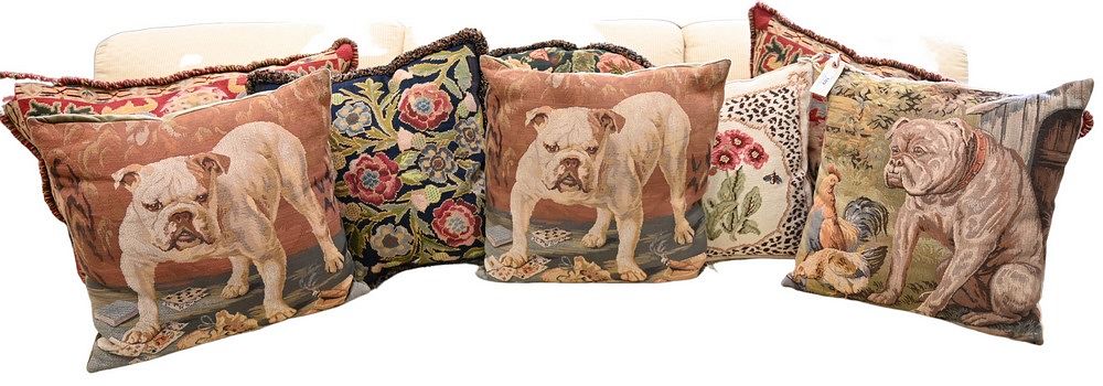 Appraisal: Seven Piece Pillow Lot to include a pair of needlepoint