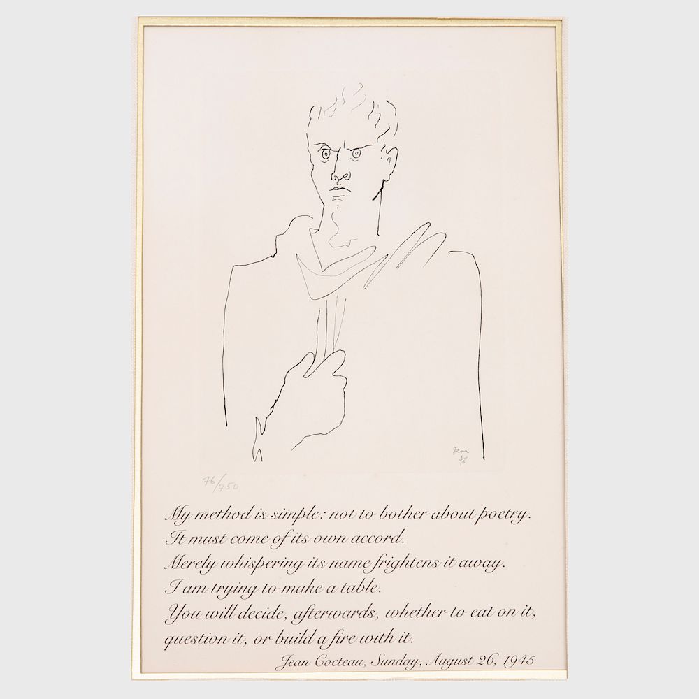 Appraisal: Jean Cocteau - L'Enfant Terrible Etching in black on wove