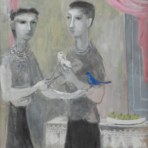 Appraisal: Felix Ruvolo American - Man and Woman with Two Birds