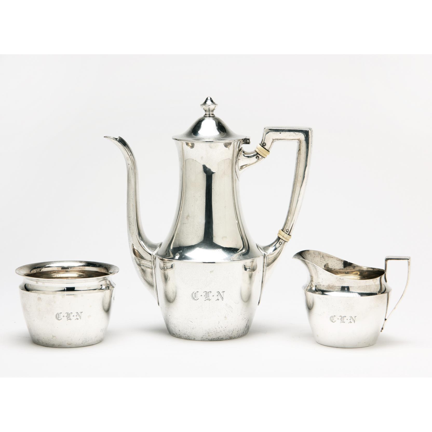 Appraisal: Tiffany Co Sterling Silver Demitasse Set pieces including demitasse pot