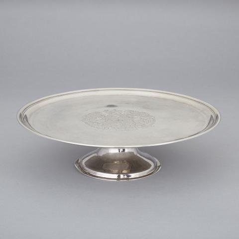 Appraisal: George II Irish Circular Silver Salver on Foot probably Charles