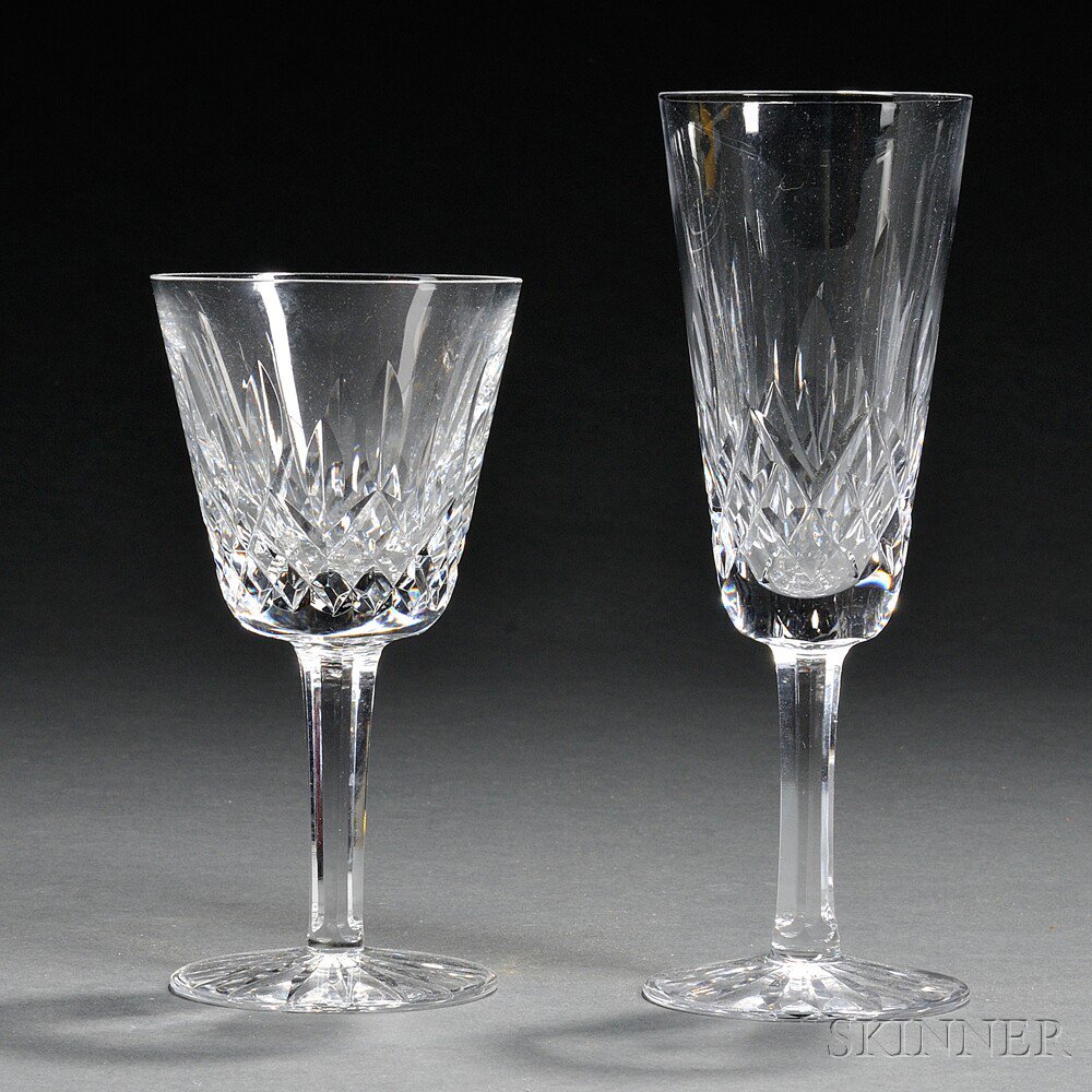 Appraisal: Fourteen Pieces of Waterford Lismore Pattern Colorless Crystal Stemware Ireland