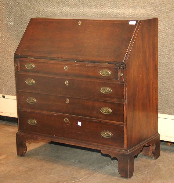 Appraisal: A Chippendale maple slant front desk late th century restorations