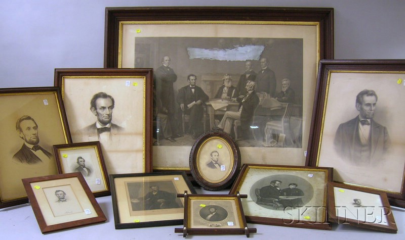 Appraisal: Eighteen Framed Assorted th Century Abraham Lincoln Portrait Prints mostly