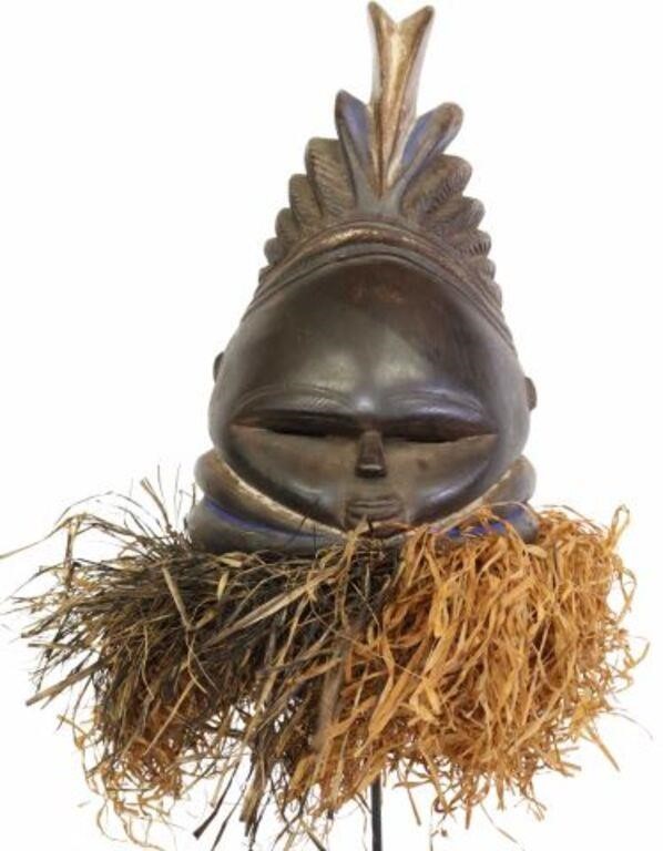 Appraisal: African tribal carved wood helmet mask Sande society of the