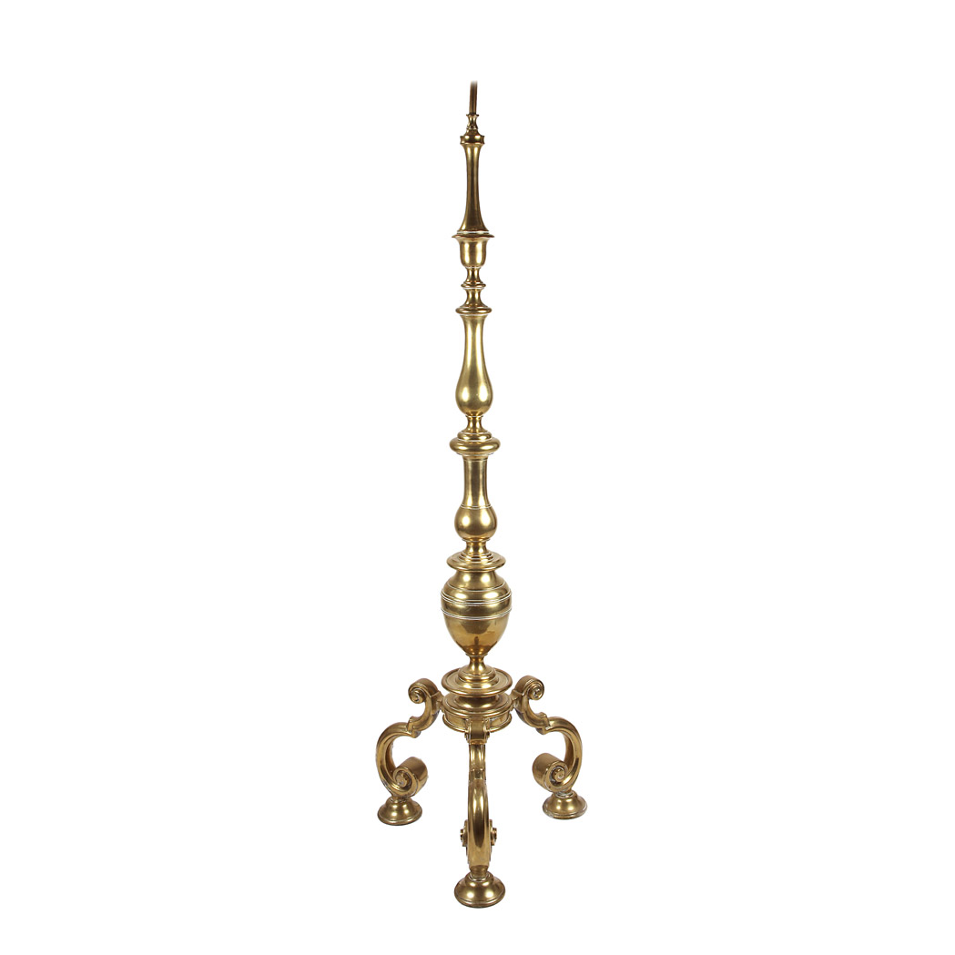 Appraisal: Continental Baroque Style Brass Torchere The baluster standard raised on