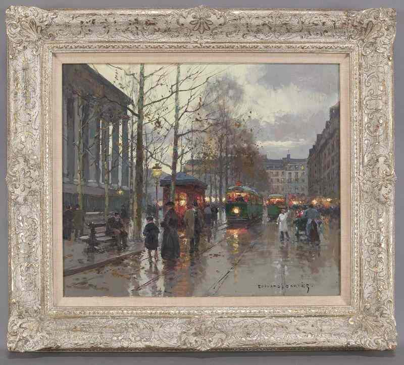 Appraisal: Edouard Leon Cortes oil painting on canvas ''Placede la Madeleine''