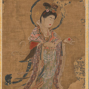 Appraisal: A Print Hanging Scroll of A Chinese Tang Dynasty Lady